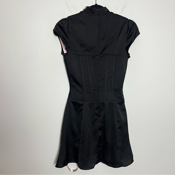House of CB Carmina Corset Fluted Mini Dress Black Satin Size XS - Picture 10 of 11